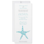 Tall Wedding Aqua Turquoise Starfish Invitation