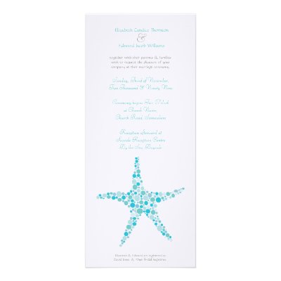 Tall Wedding Aqua Turquoise Starfish Invitation