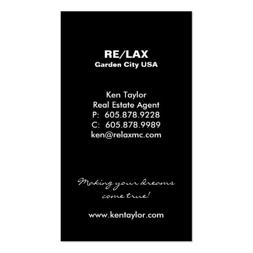 Tall Yellow Real Estate House Business Card (back side)