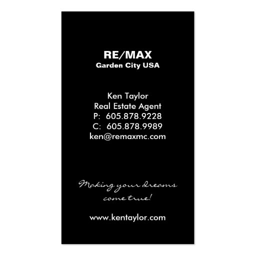 Tall Yellow Real Estate House Business Card (back side)