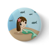 Tallulah the Mermaid Button by ButtermilkBiscuits Tallulah the Mermaid Button