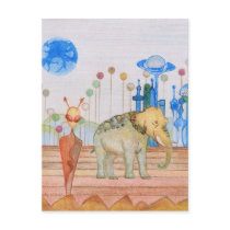 TAMA and her Elephant Postcard