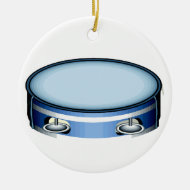 Tambourine Graphic Side View Blue Musicial Design Christmas Ornament