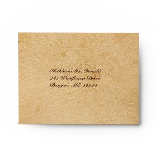 Tan and Brown Aged Paper Look Envelope for RSVP envelope