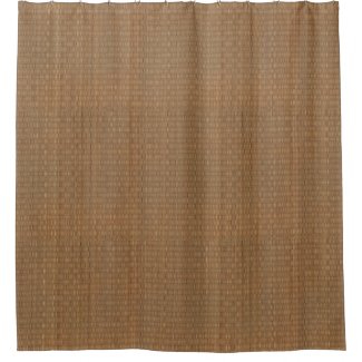 Tan and Brown Bamboo Straw Mat Shower Curtain
