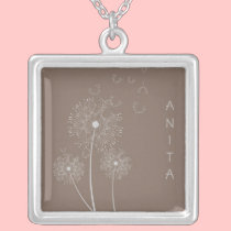 Tan and Gray Dandelion Necklace necklaces