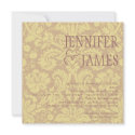 Tan and Rosy Brown Cream Damask Wedding Invitation invitation