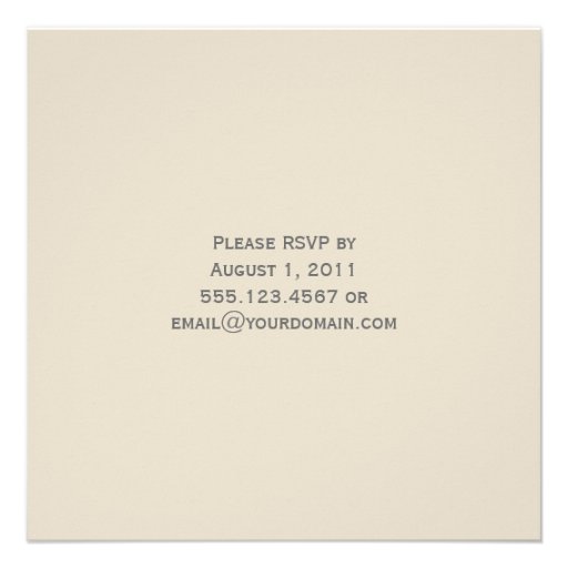 Tan and White Damask Post Wedding Invitations