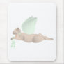 Tan Angel Dog With Green Wings Mousepads