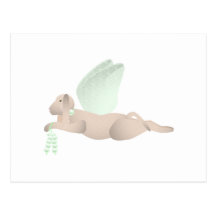 Tan Angel Dog With Green Wings Post Card