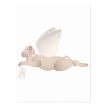 Tan Angel Dog With Orange Wings Post Cards