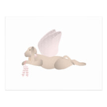 Tan Angel Dog With Pink Wings Post Card