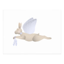 Tan Angel Rabbit With Blue Wings Post Card