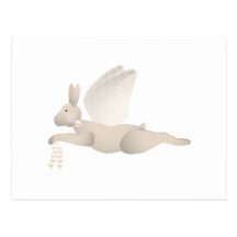 Tan Angel Rabbit With Orange Wings Postcard