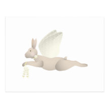 Tan Angel Rabbit With Yellow Wings Post Cards