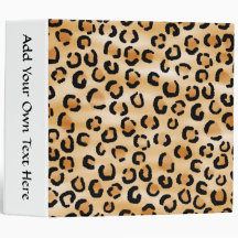 Tan, Black and Brown Leopard Print Pattern. Vinyl Binders