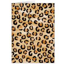 Tan, Black and Brown Leopard Print Pattern. Cards