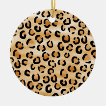 Tan, Black and Brown Leopard Print Pattern. Christmas Ornament
