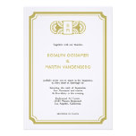 Tan black art deco retro Hollywood glam wedding Invite