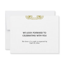 Tan black art deco wedding enclosure RSVP response Invite