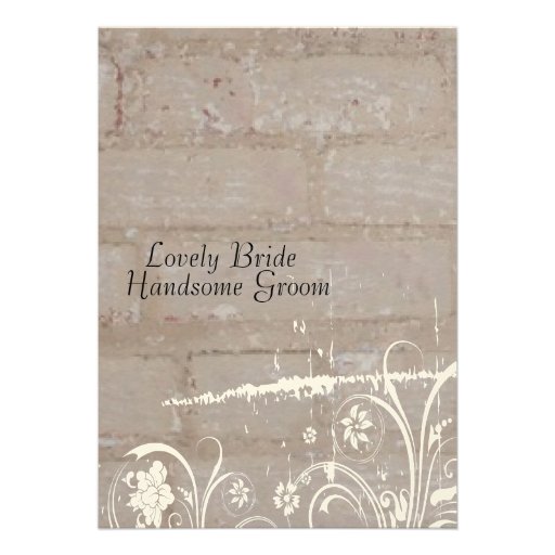 Tan Brick Lace Wedding Invitation