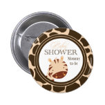 Tan + brown zebra boys baby shower button buttons