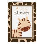 Tan + brown zebra boys baby shower invitation cards