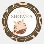 Tan + brown zebra boys baby shower stickers stickers