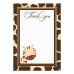 Tan + brown zebra boys thank you flat card invitations