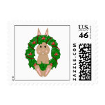 Tan Bunny And Christmas Wreath