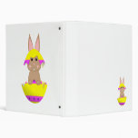 Tan Bunny In A Yellow Egg 3 Ring Binders