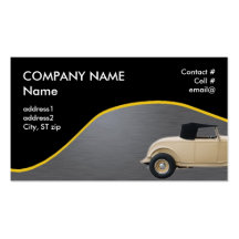 Tan convertible hotrod business card
