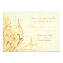 Tan cream butterfly swirls wedding RSVP card Custom Invite