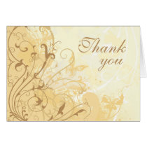Tan cream butterfly swirls wedding thank you card