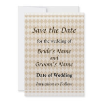 Tan Diamonds Save the Date invitations