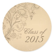Tan distressed floral swirls graduation stickers zazzle_sticker