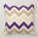 Tan, Eggplant Purple, and Ivory Chevron Pattern pillows