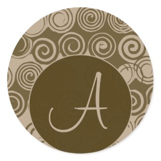Tan Envelope Seal Labels With Initials Monogram sticker