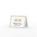 Tan frame black deco retro monogram thank you card