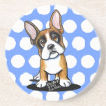 Tan French Bulldog Blue Coaster