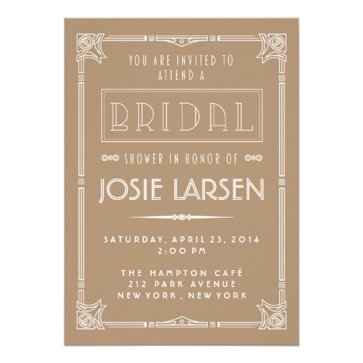 ... | Gatsby Art Deco Bridal Shower Invitations Personalized Invitation