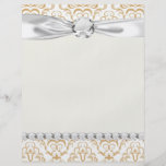 tan gold on white ornate damask pattern custom flyer