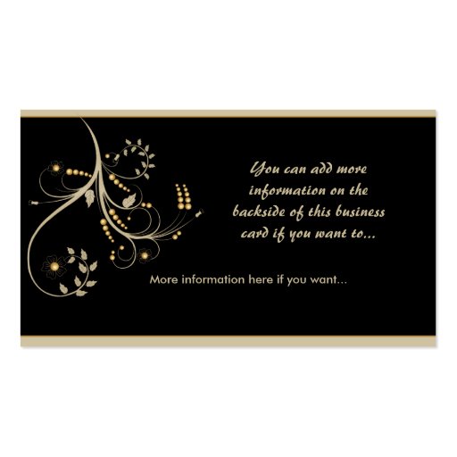 Tan & Gold Vine Design Business Cards (back side)