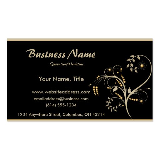 Tan & Gold Vine Design Business Cards