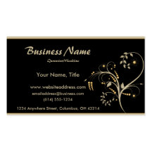 Tan & Gold Vine Design Business Cards