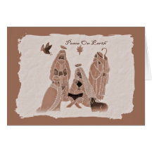 Tan Nativity Scene Greeting Card