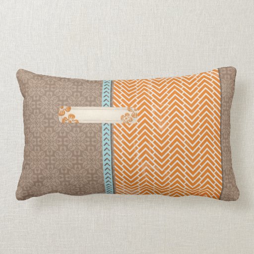 Tan, Orange and Blue Lumbar Throw Pillow Zazzle