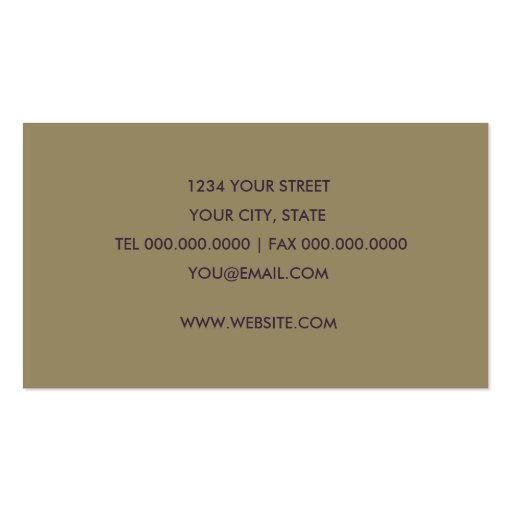 Tan Plum Gold Damask Business Card (back side)