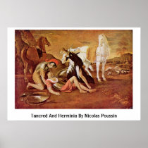 Tancred And Herminia By Nicolas Poussin Print