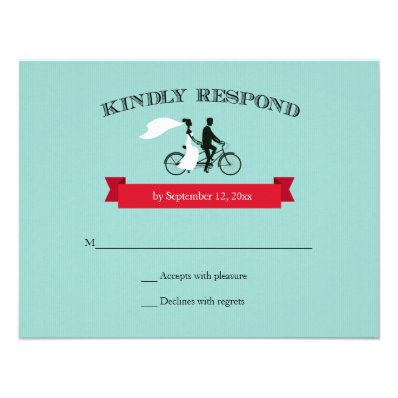Tandem Bicycle Aqua Wedding RSVP Announcement